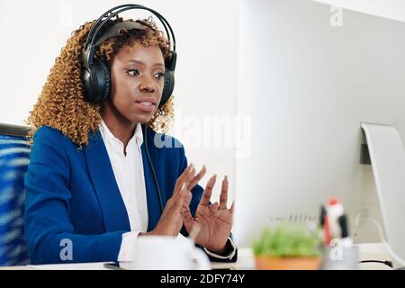 Female technical support opearator Stock Photo