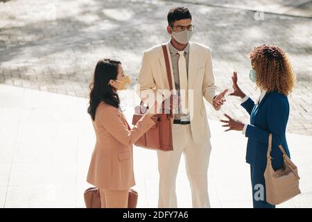 Discussing company development Stock Photo