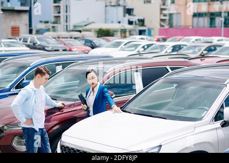 Choosing new car Stock Photo