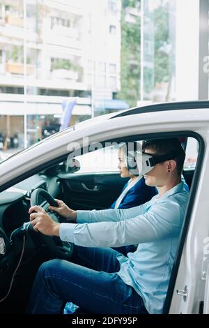Virtual reality test drive Stock Photo
