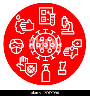 Concept Illustration of the Coronavirus Protection Round Icon Stock Vector