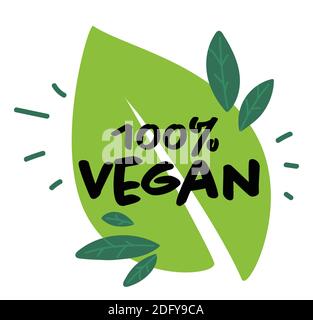 Vegan label of 100 percent natural and organic Stock Vector