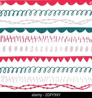 Merry Christmas cute pattern with abstract stripes for happy new year presents. Scandinavian style set for invitation, postcard, nursery decor, interi Stock Vector