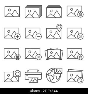 Image line icon set on white background Stock Vector