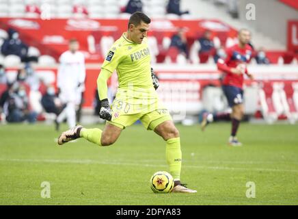 Goalkeeper of Monaco Vito Mannone during the French championship Ligue 1 football match between Lille OSC and AS Monaco on December 6, 2020 at Stade Pierre Mauroy in Villeneuve-d'Ascq near Lille, France - Photo Jean Catuffe / DPPI / LM Stock Photo
