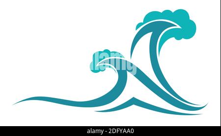Sea or ocean waves, stormy and windy rough weather Stock Vector