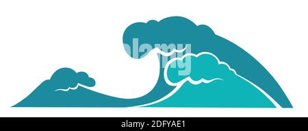 Sea and ocean water waves, stormy weather vector Stock Vector