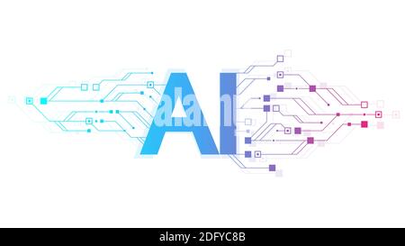 Artificial Intelligence Logo, Icon symbol AI, deep learning blockchain neural network concept. Machine learning, artificial intelligence, ai. Stock Photo