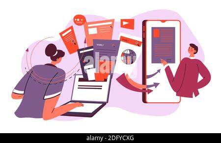 People using smartphones for business and projects Stock Vector