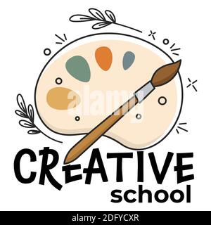 Creative school, drawing and painting classes colors Stock Vector