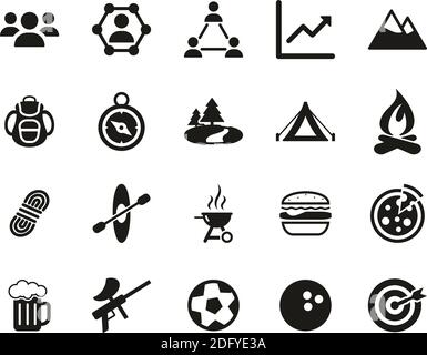 Team Building Icons Black & White Set Big Stock Vector
