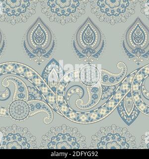 ethnic flowers seamless vector pattern. Stock Vector