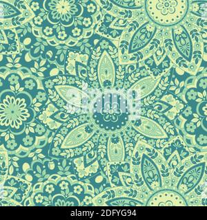 Colorful floral seamless pattern. Vector ethnic mandala background Stock Vector