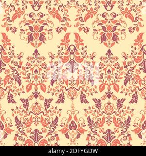 Vector illustration texture for wallpapers, fabric patterns. Baroque Damask seamless floral pattern. Stock Vector