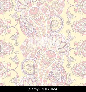 Paisley seamless floral pattern. Indian vintage background Stock Vector
