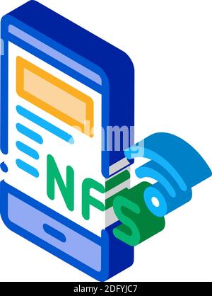 smartphone nfc isometric icon vector illustration color Stock Vector