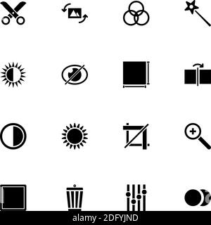 Image Editing icon - Expand to any size - Change to any colour. Perfect Flat Vector Contains such Icons as pruning, to enlarge, trim, cut, brightness, Stock Vector