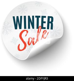 Winter sale round banner. Price tag isolated on white backgound. Stock Vector