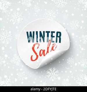 Winter sale round banner. Price tag isolated on white backgound. Stock Vector
