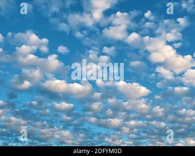 Blue sky with many small cumulus clouds Stock Photo
