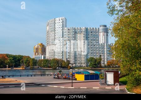 Eco-friendly Park in the city quarter in the North of Moscow. Khimki. Stock Photo