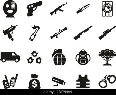 Terrorist Or Assassin Icons Black & White Set Big Stock Vector