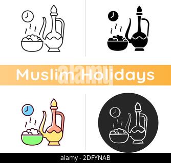 Iftar meal ramadan icon logo sign vector outline in black and white ...