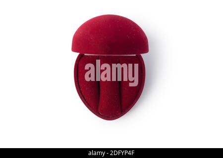 Open empty red ring box isolated on white background. Stock Photo