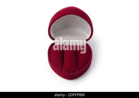 Open empty red ring box isolated on white background. Stock Photo