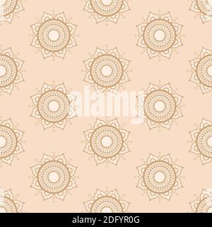 Ethnic seamless vector pattern. Brown flower mandalas. Can be used for design of fabric, covers, wallpapers, tiles. Stock Vector