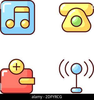 Mobile interface RGB color icons set Stock Vector
