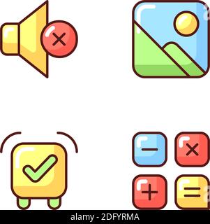 Smartphone interface RGB color icons set Stock Vector