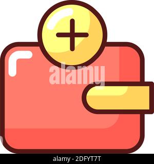 Wallet app RGB color icon Stock Vector
