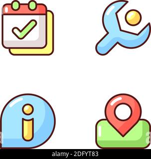 Smartphone interface RGB color icons set Stock Vector
