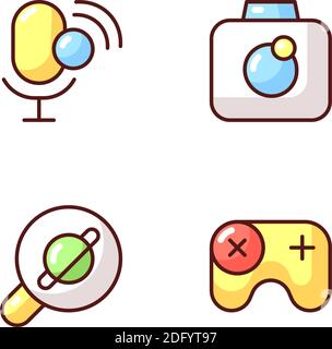 Mobile interface RGB color icons set Stock Vector