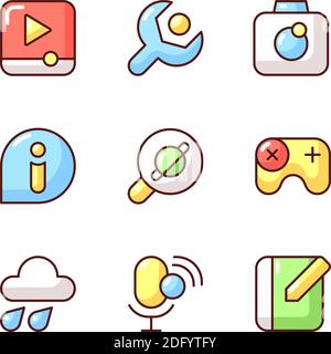 Smartphone interface RGB color icons set Stock Vector