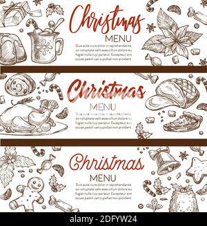 Christmas menu banners for restaurants or cafe Stock Vector