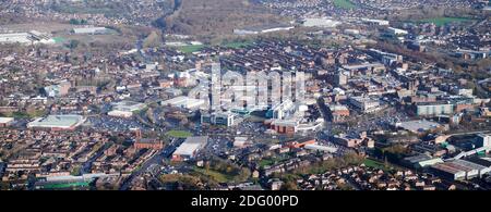 An aerial photograph of St Helens town centre   in Lancashire, north West England, UK Stock Photo