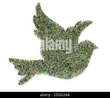 Large crowd of people in peace shape 3d rendering Stock Photo