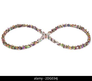 Large crowd of people in peace shape 3d rendering Stock Photo