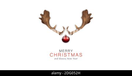 Merry Christmas card with abstract deer face. Stock Photo