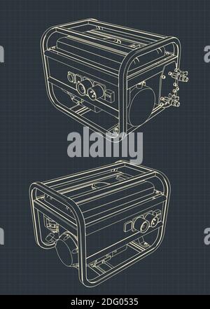 Stylized vector illustration of drawings of a portable generator Stock Vector