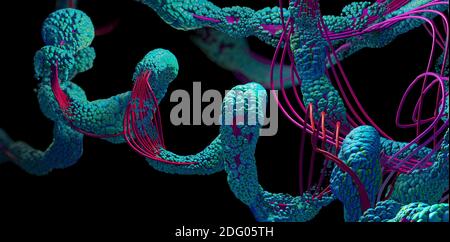 Chain of amino acid or bio molecules called protein - 3d illustration ...