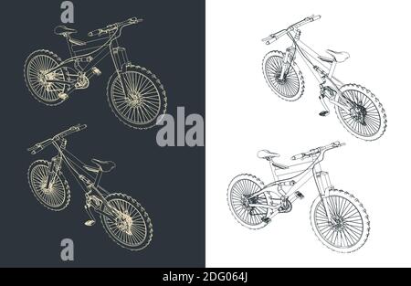 Stylized vector illustrations of a mountain bike Stock Vector