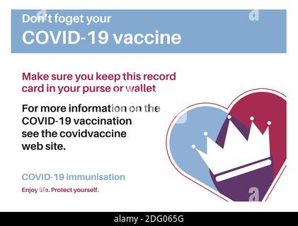 COVID-19 vaccination record card vector illustration on a white background. Stock Vector