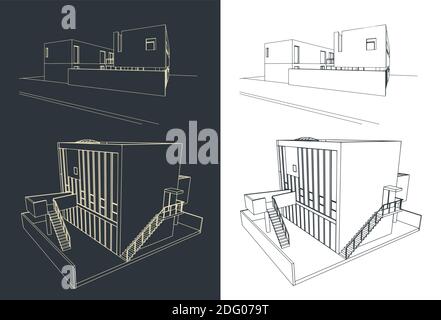 Stylized vector illustration of sketches of modern buildings Stock Vector