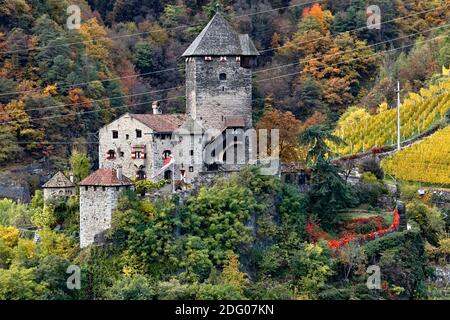 Branzoll Castle is a thirteenth-century fortified building in Chiusa. Isarco valley, Bolzano province, Trentino Alto-Adige, Italy, Europe. Stock Photo