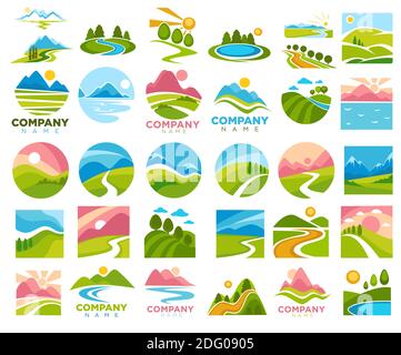 Landscapes with paths and roads in country area Stock Vector