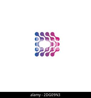 Dotted letter D, abstract style vector logo concept. Digital innovation technology, isolated icon on white background. Database, futuristic logotype Stock Vector