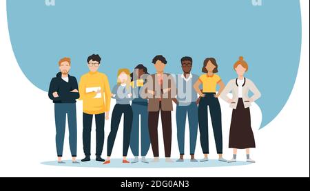 Vector of a multiethnic group of diverse people men and women standing together Stock Vector